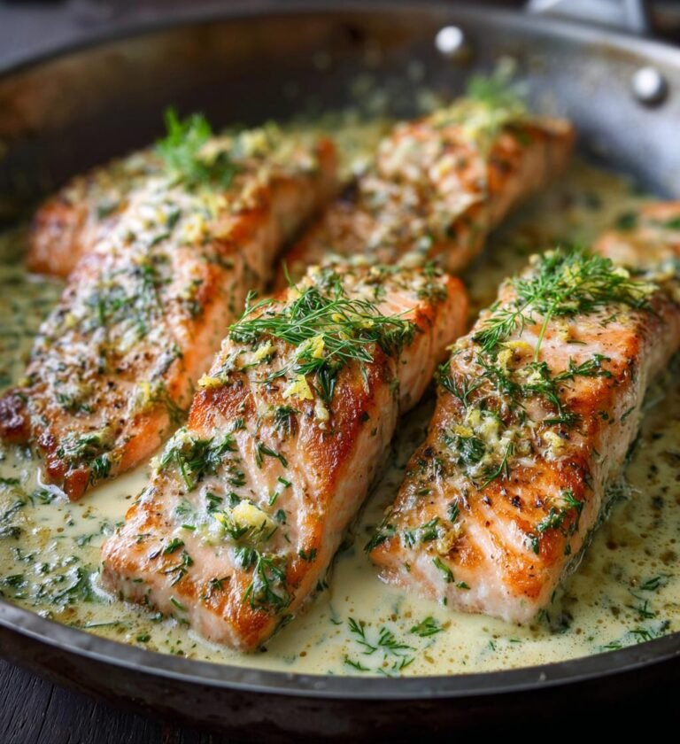 baked salmon with garlic cream sauce