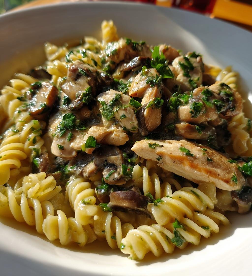 creamy chicken and mushroom pasta